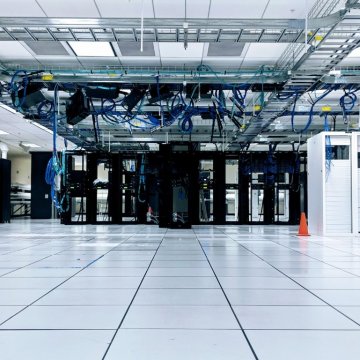 cloud server racks in a secure building